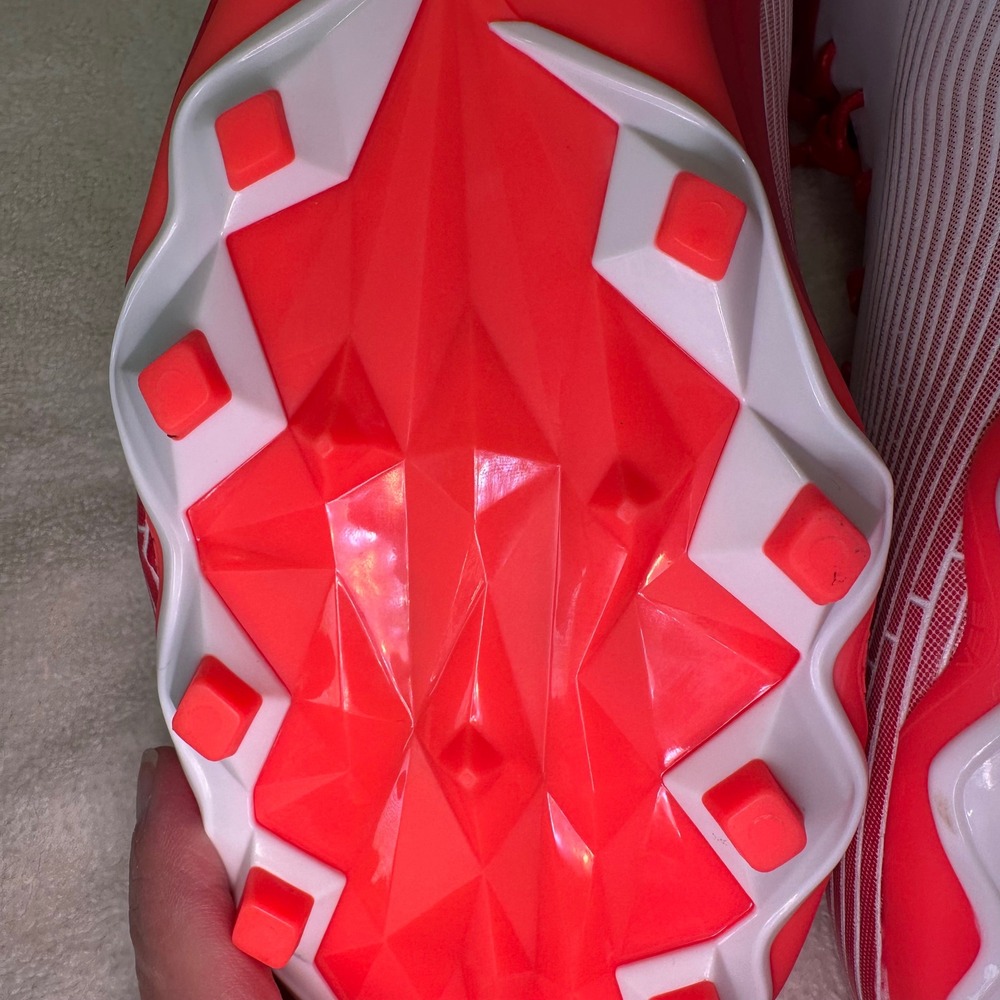 Under Armour Football Cleats Mens 11.5‎ White Red UA Mid Top Athletic Shoes - Picture 9 of 10